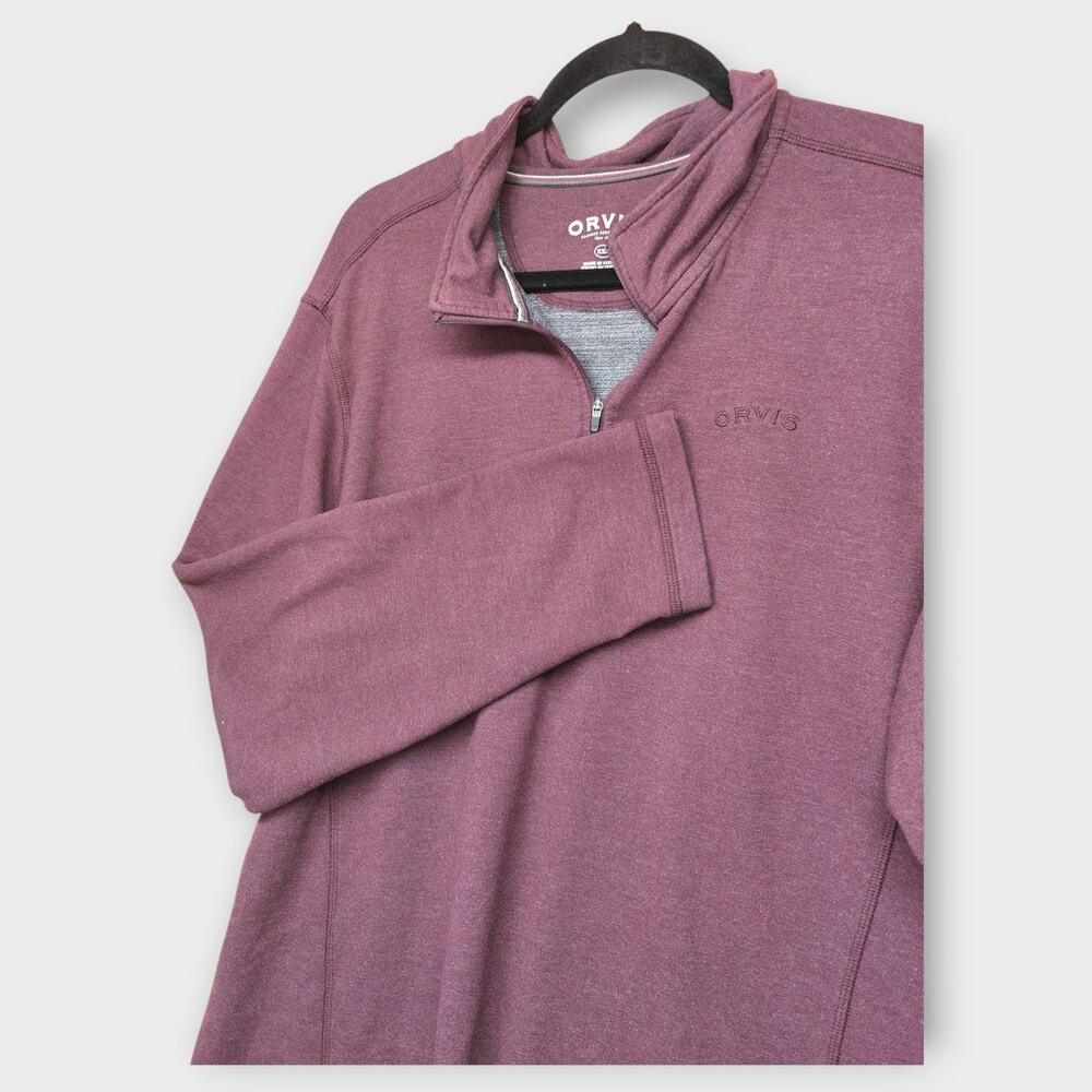 Mens ORVIS Soft Lightweight 1/4 Zip Purple Pullover Sweater Size XXL